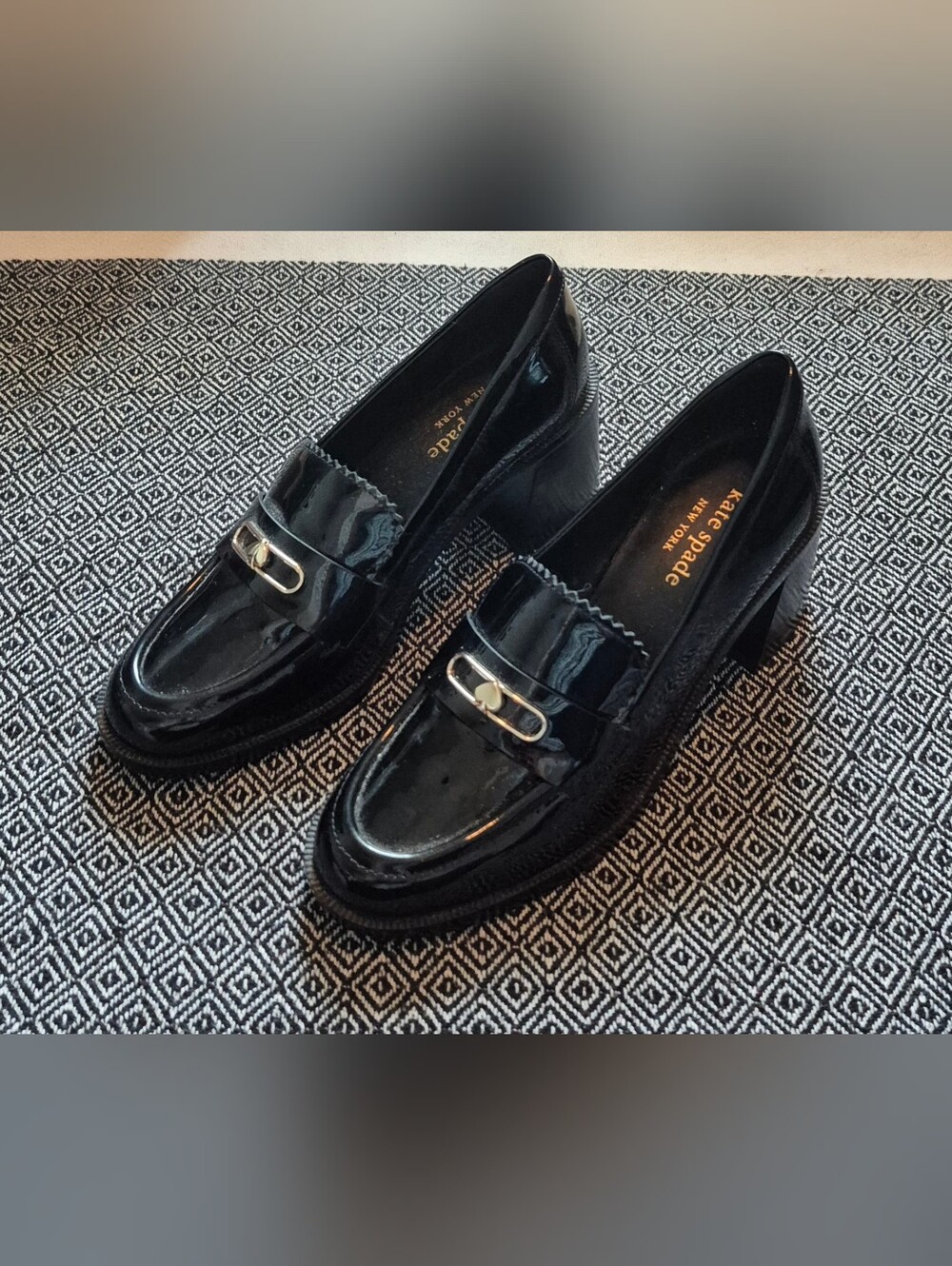 Kate Spade Black Heeled Loafers Size 7.5